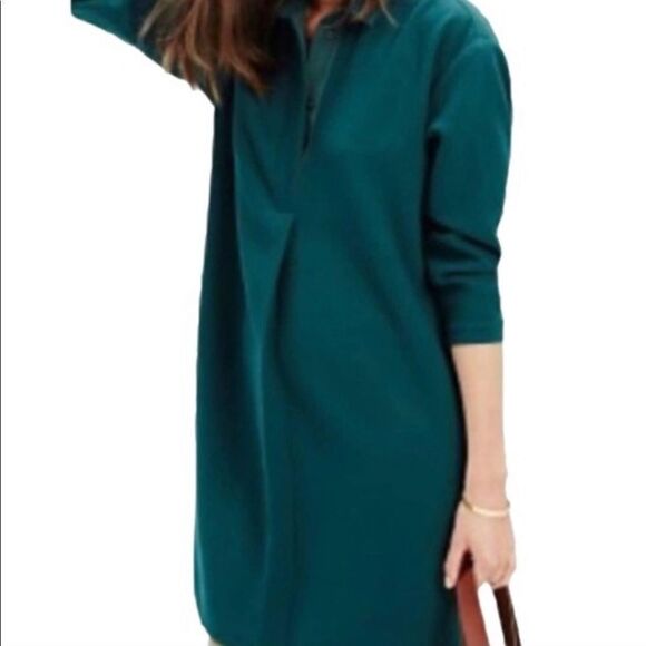 🎉👗HP👗🎉Madewell Moviehouse Shirtdress hunter green sz small - Picture 4 of 9